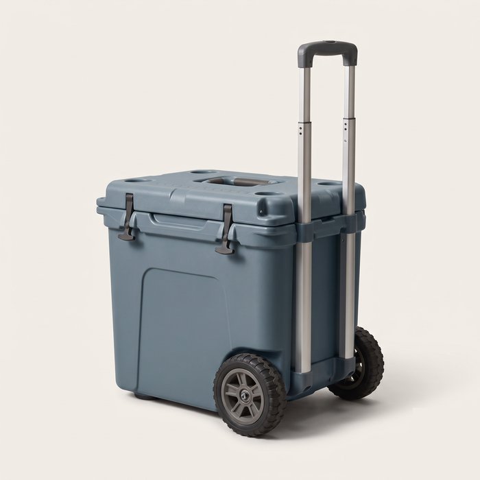 Cooler grande com rodas e alça para transporte