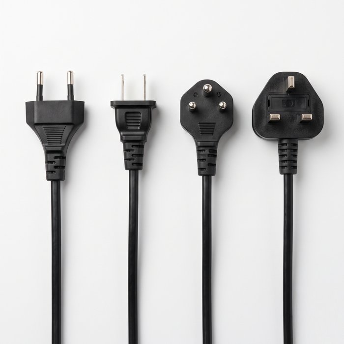 Kit de enchufes de tomacorriente intercambiables junto al cable del cargador