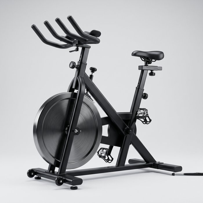 Bike ergométrica de spinning com roda de inércia frontal