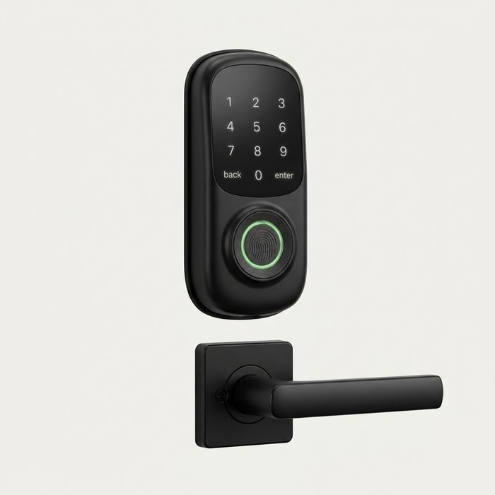 Fechadura digital biométrica de porta com leitor de digital e teclado de senha