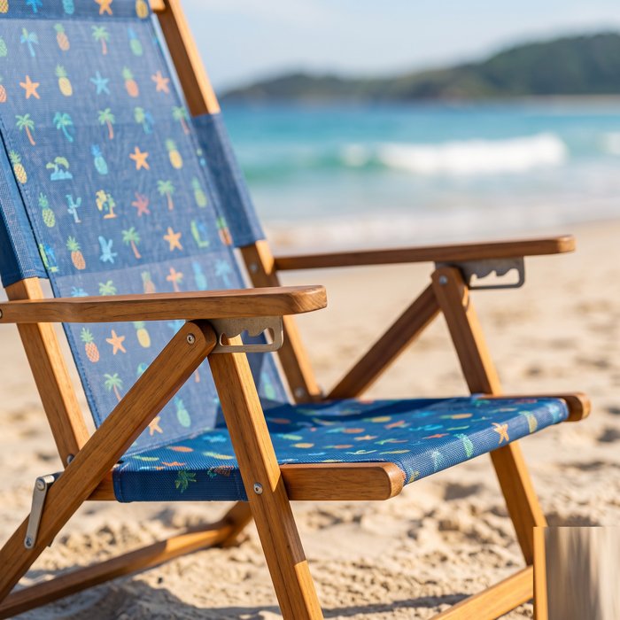 Cadeira de praia dobrável reclinável na areia