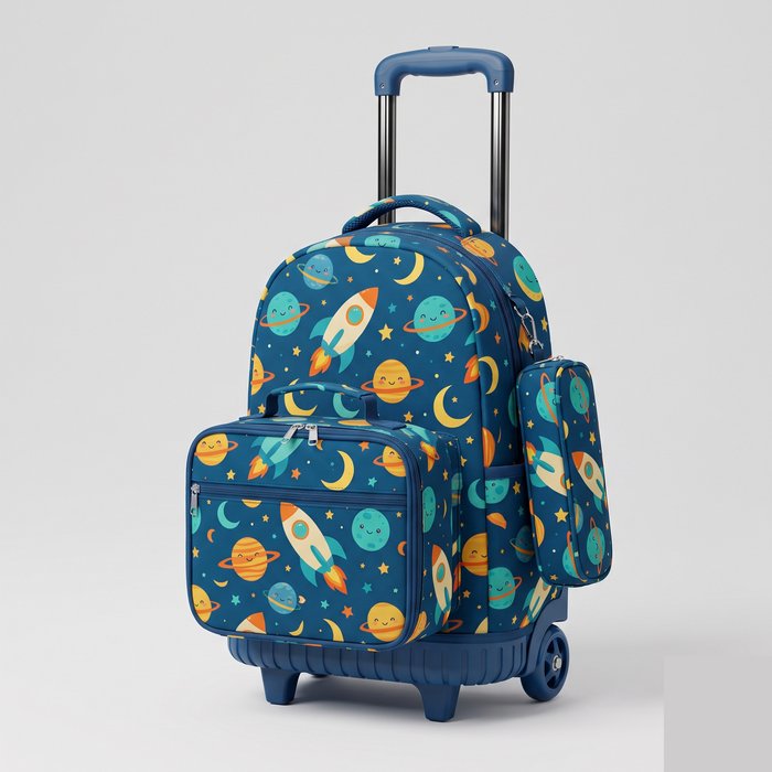 Mochila escolar de rodinhas com alça telescópica