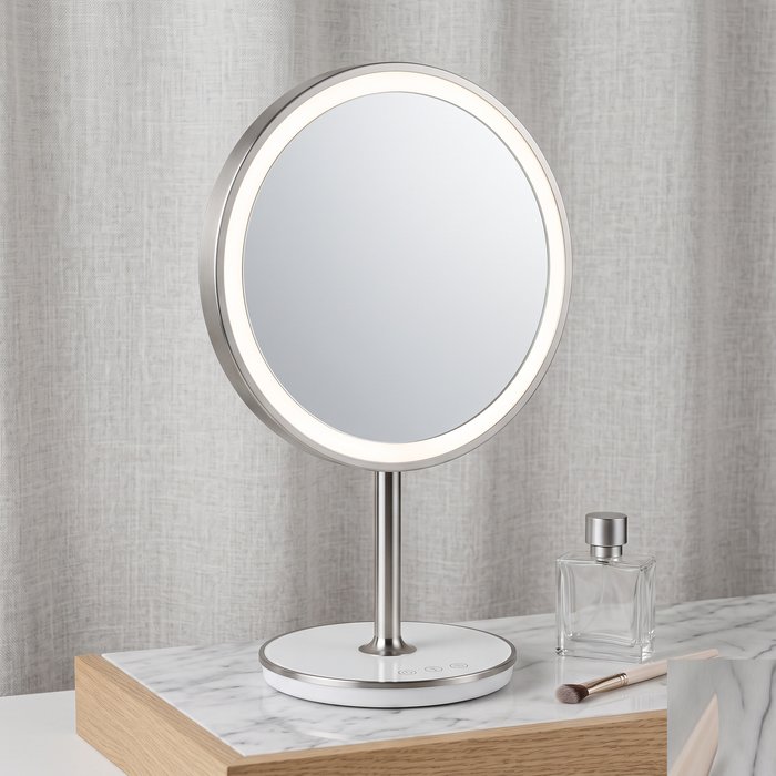 Espelho LED inteligente de mesa com toque e regulagem de luz