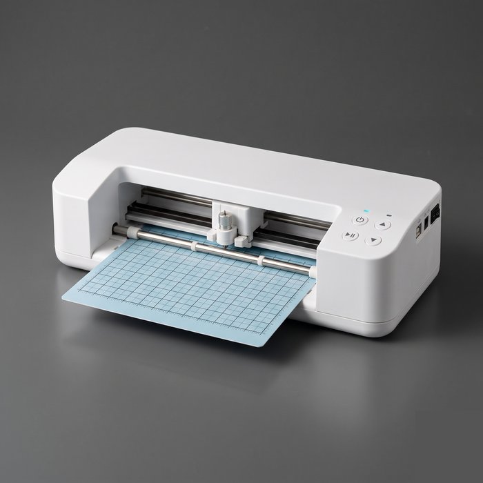 Plotter de recorte compacto de mesa com base de corte e painel de botões