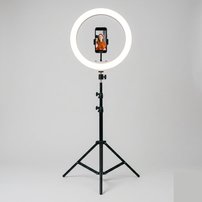 Ring light de chão com tripé alto para corpo inteiro